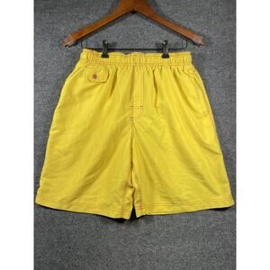 Nat Nast Swimming Shorts Men's Small Yellow Lined Drawstring Outdoors Beach